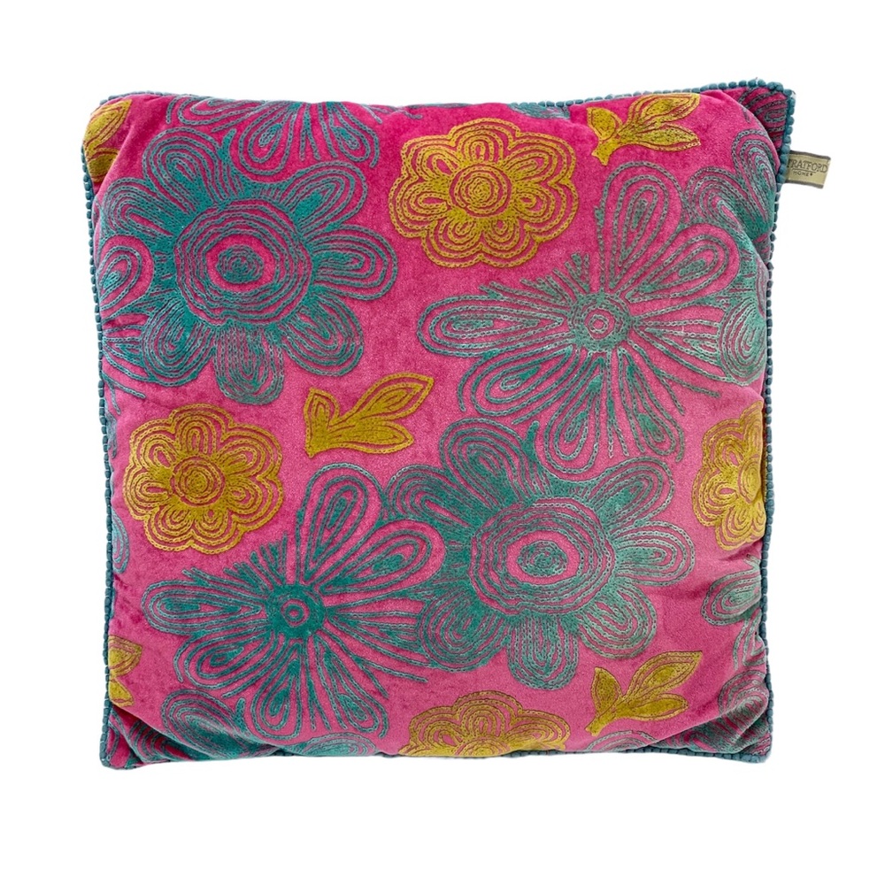 Stratford Home Throw Pillow Pink Blue Gold